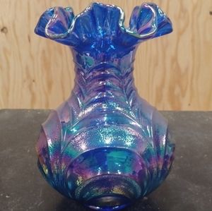 Vintage Fenton Carnival Glass Drapery Vase